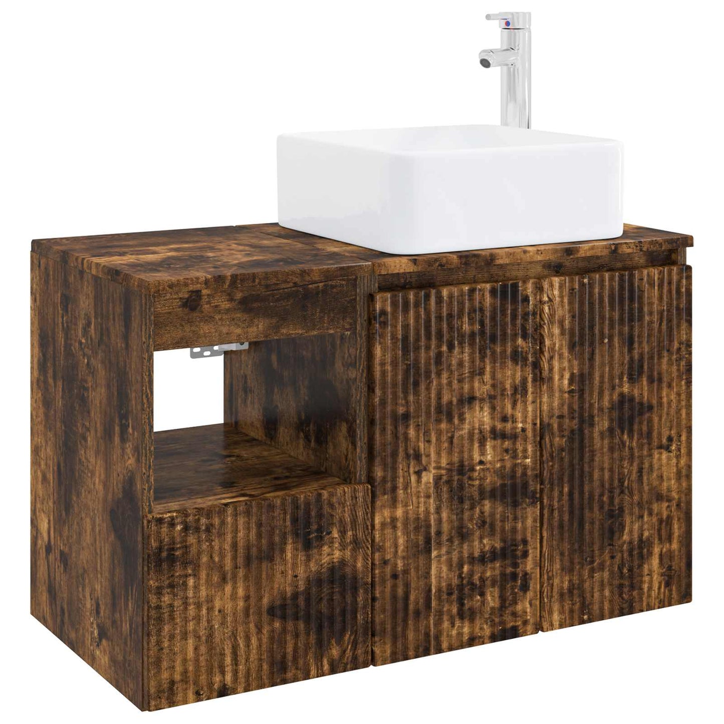 Bathroom Furniture Set 2 pcs Smoked Oak Engineered Wood