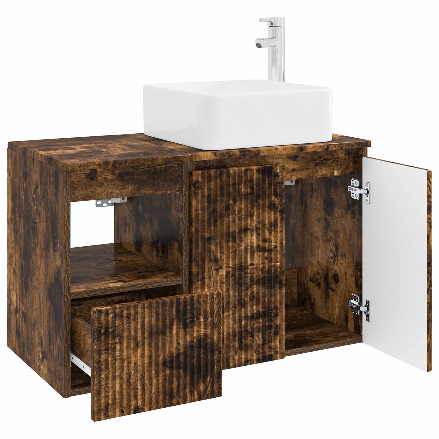 Bathroom Furniture Set 2 pcs Smoked Oak Engineered Wood