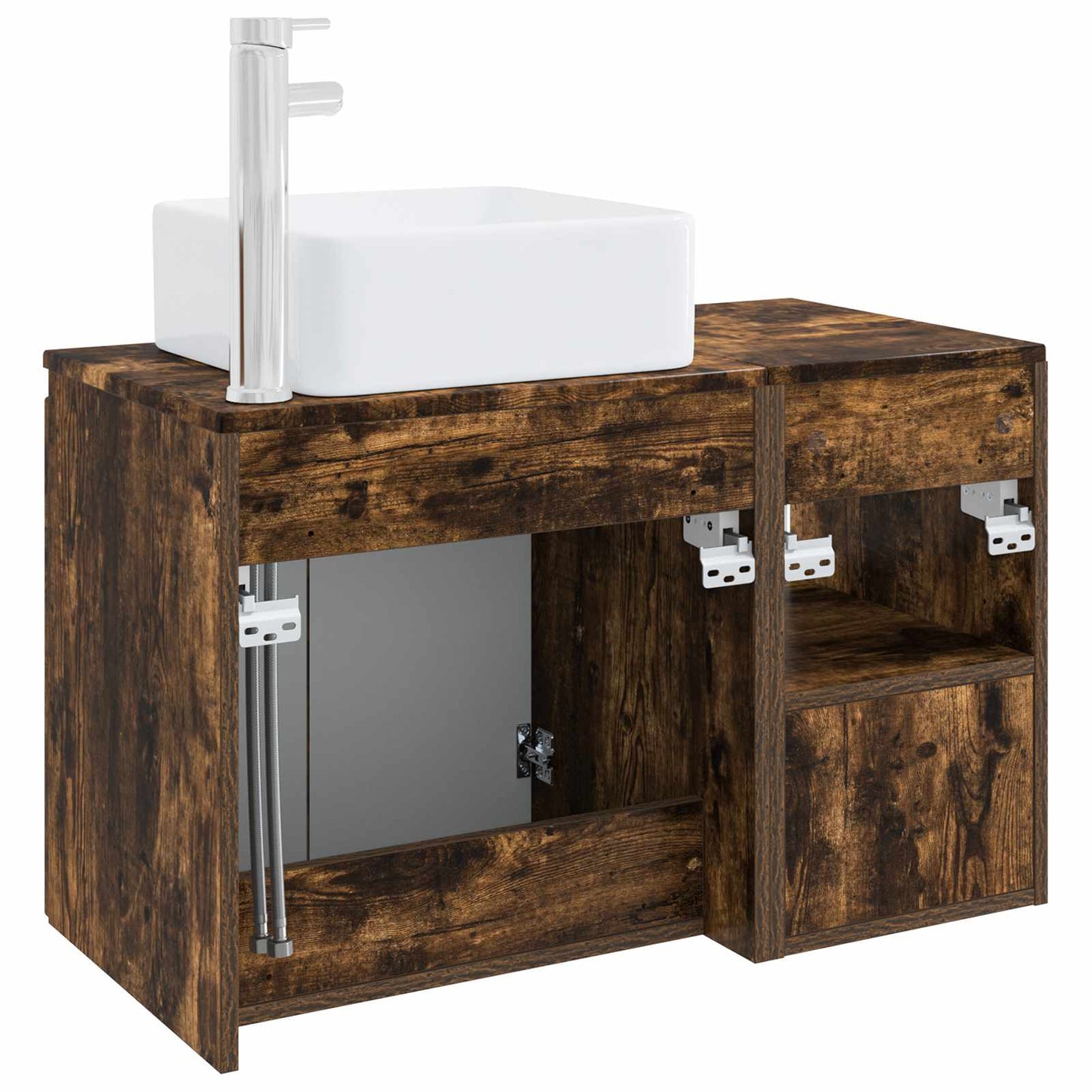 Bathroom Furniture Set 2 pcs Smoked Oak Engineered Wood