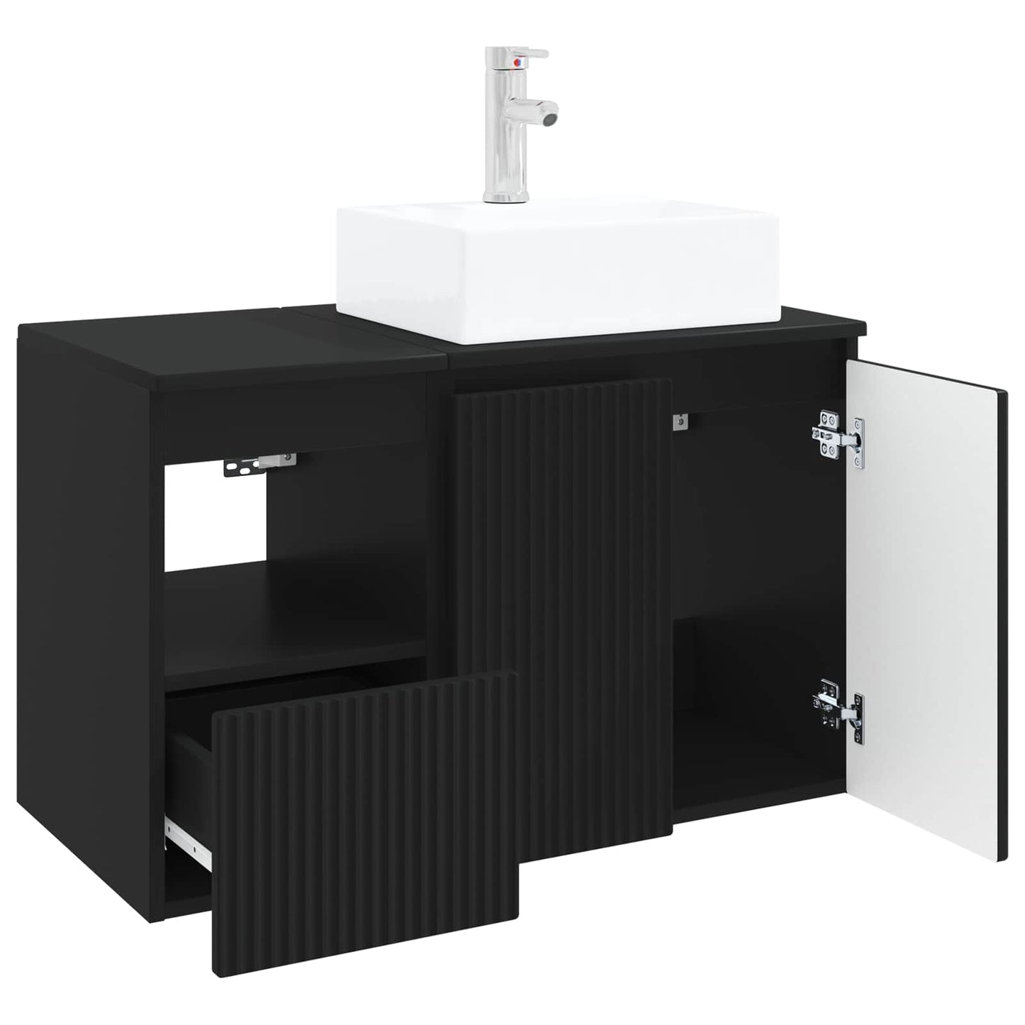 Bathroom Furniture Set 2 pcs Black Engineered Wood