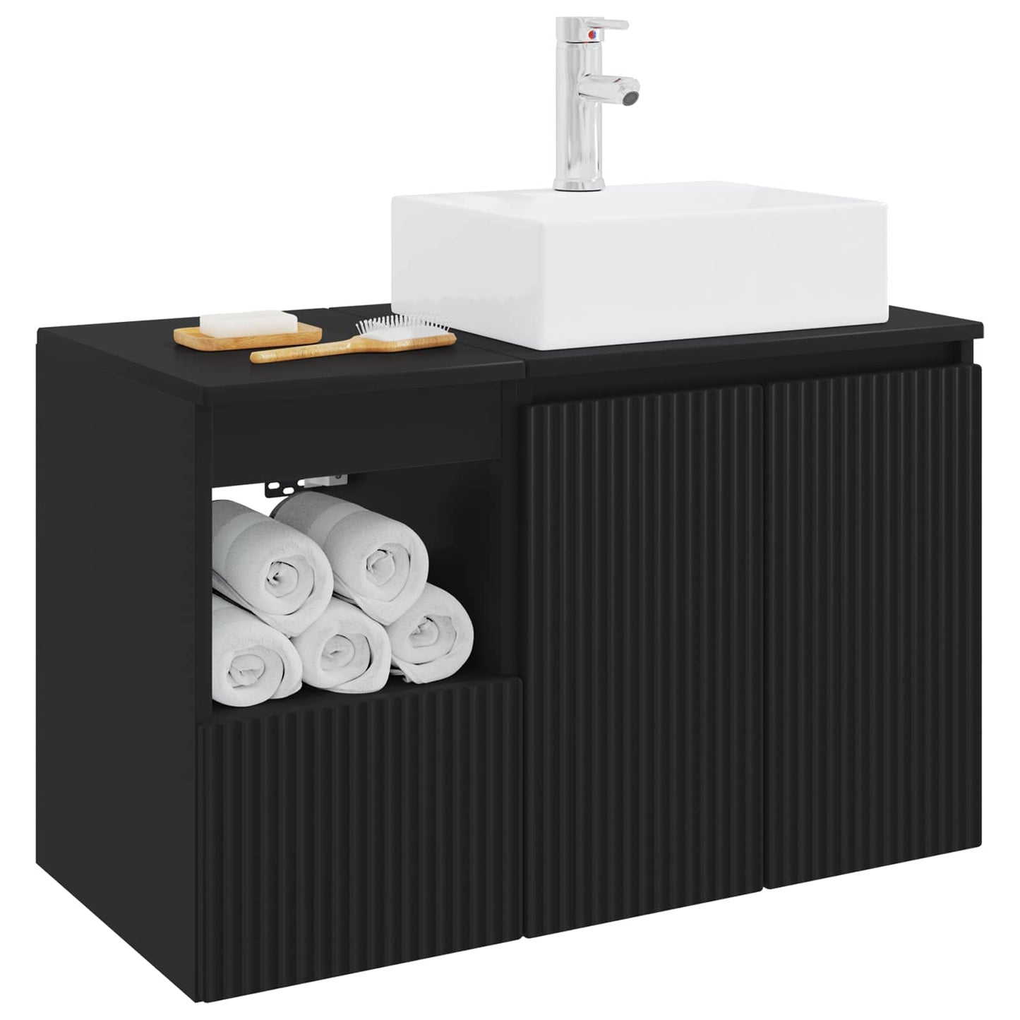 Bathroom Furniture Set 2 pcs Black Engineered Wood