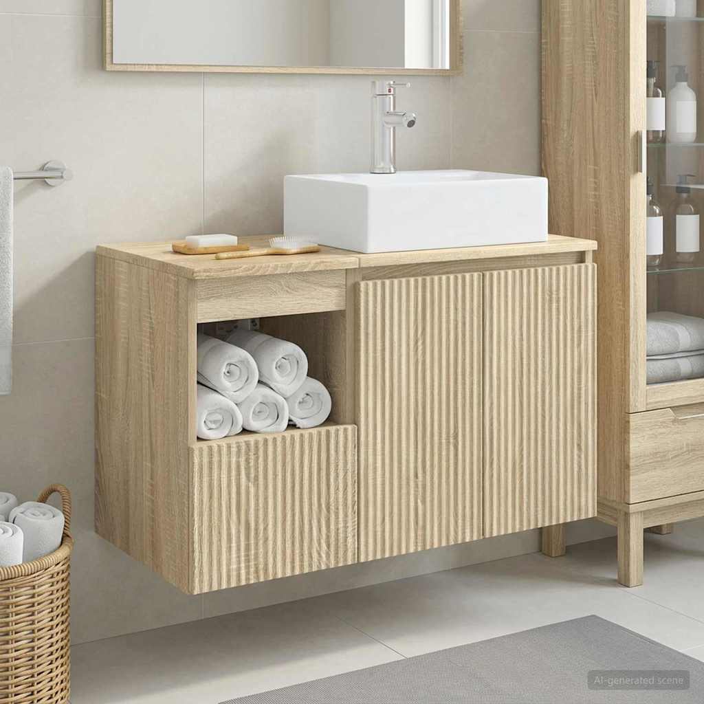 Bathroom Furniture Set 2 pcs Sonoma Oak Engineered Wood