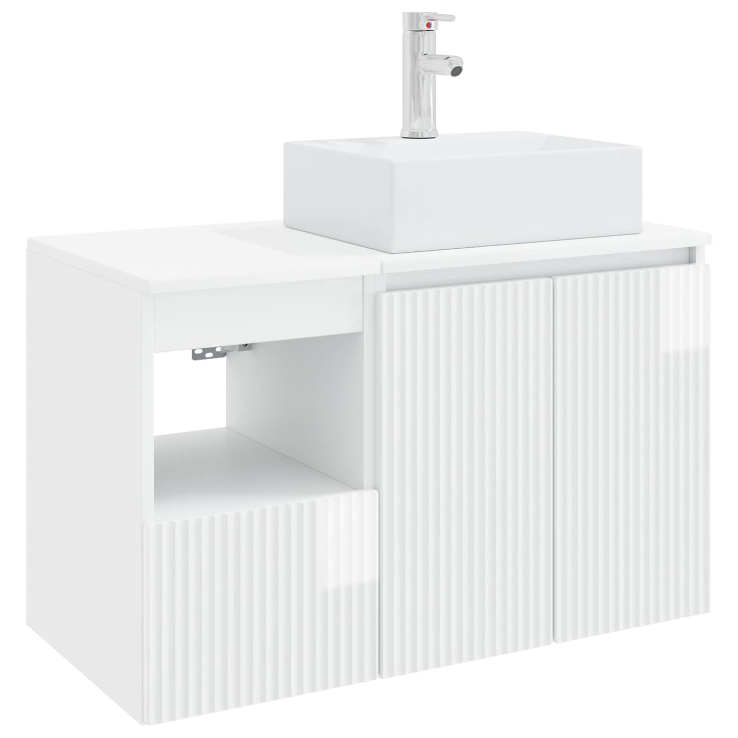 Bathroom Furniture Set 2 pcs High Gloss White Engineered Wood
