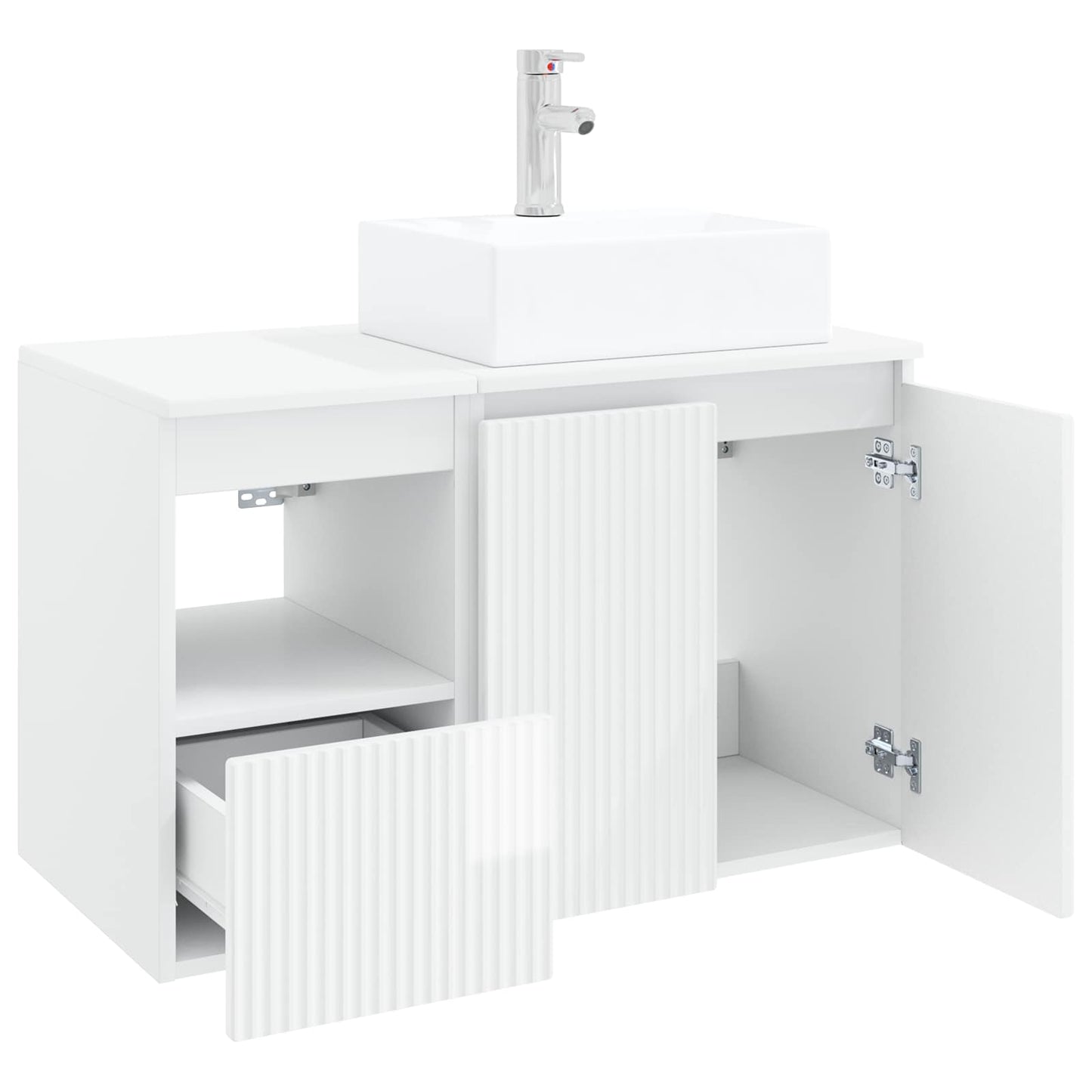 Bathroom Furniture Set 2 pcs High Gloss White Engineered Wood