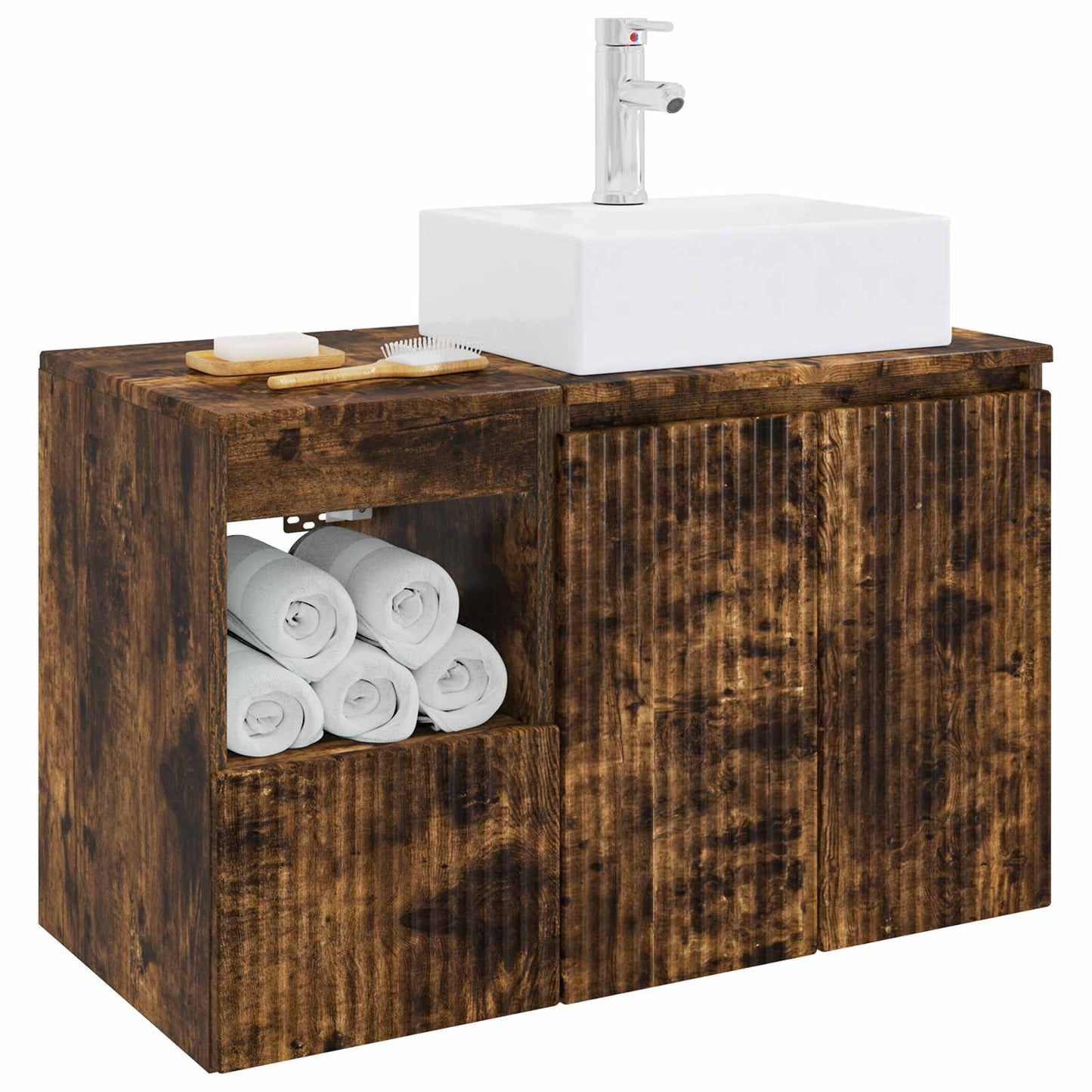 Bathroom Furniture Set 2 pcs Smoked Oak Engineered Wood