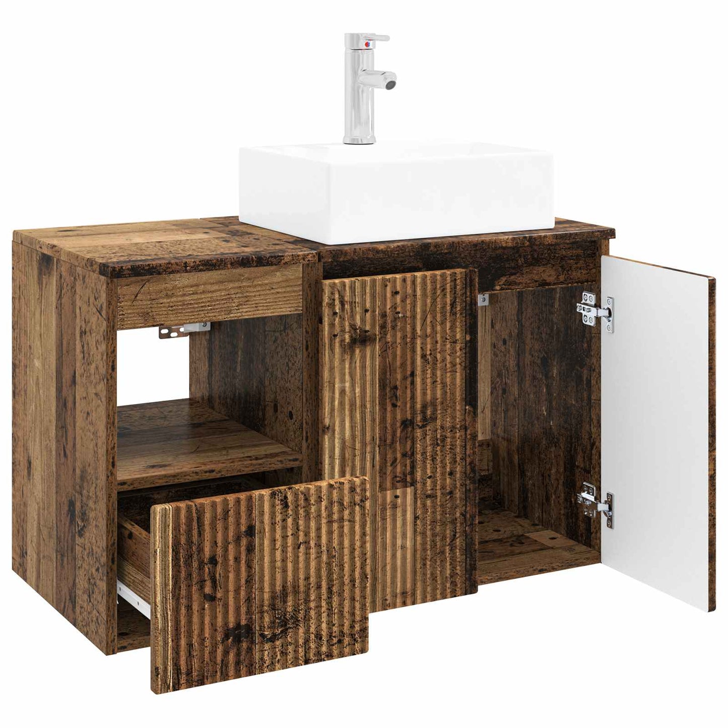 Bathroom Furniture Set 2 pcs Old Wood Engineered Wood