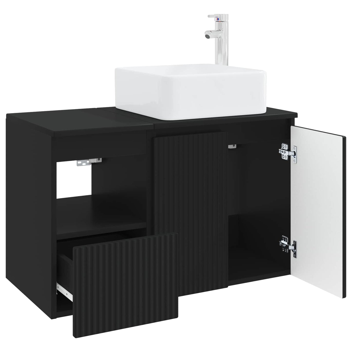 Bathroom Furniture Set 2 pcs Black Engineered Wood