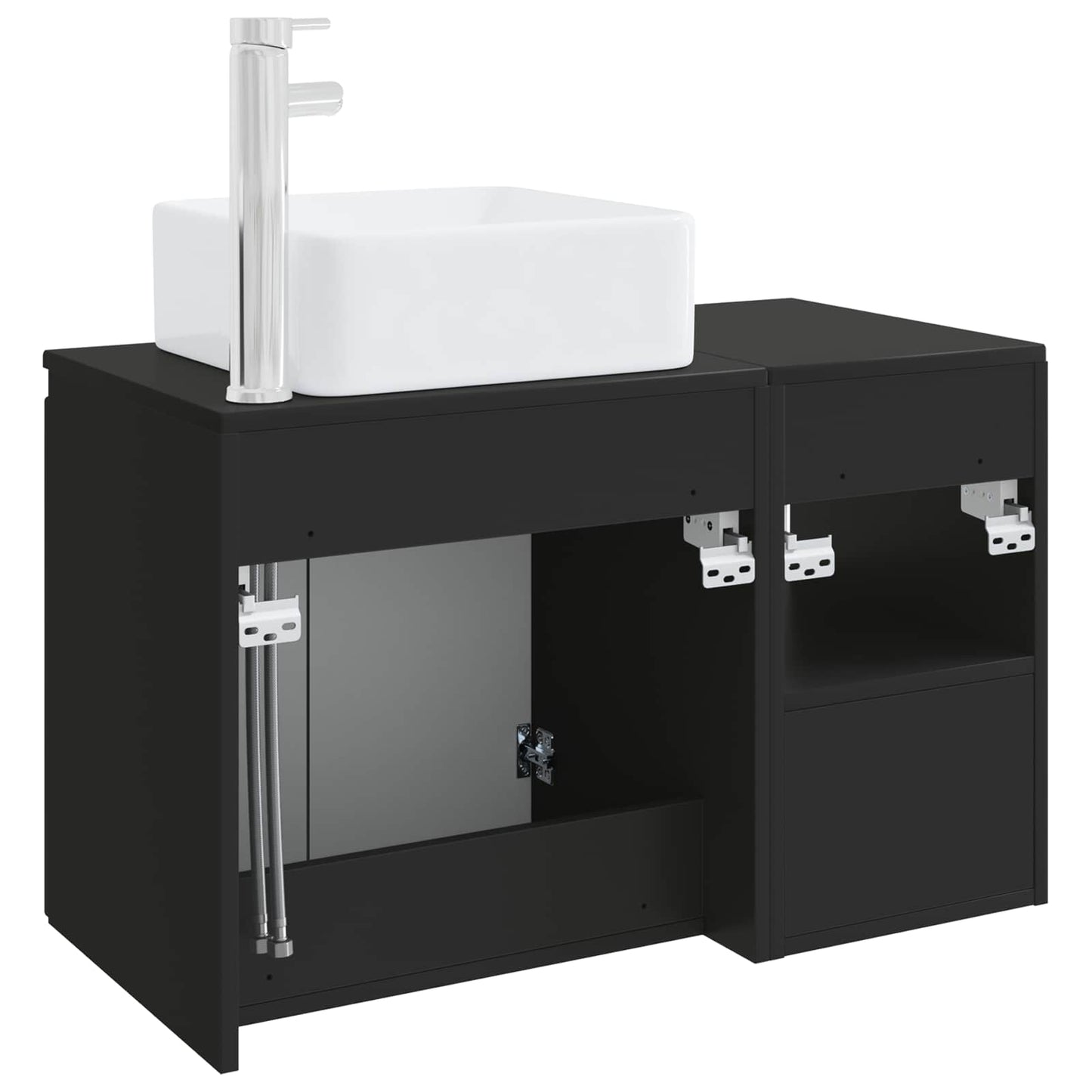 Bathroom Furniture Set 2 pcs Black Engineered Wood