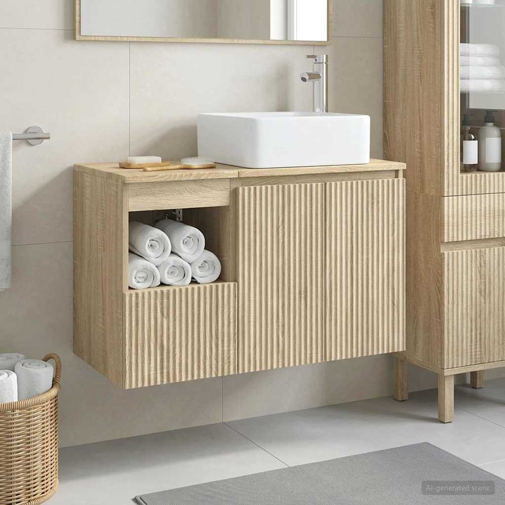 Bathroom Furniture Set 2 pcs Sonoma Oak Engineered Wood