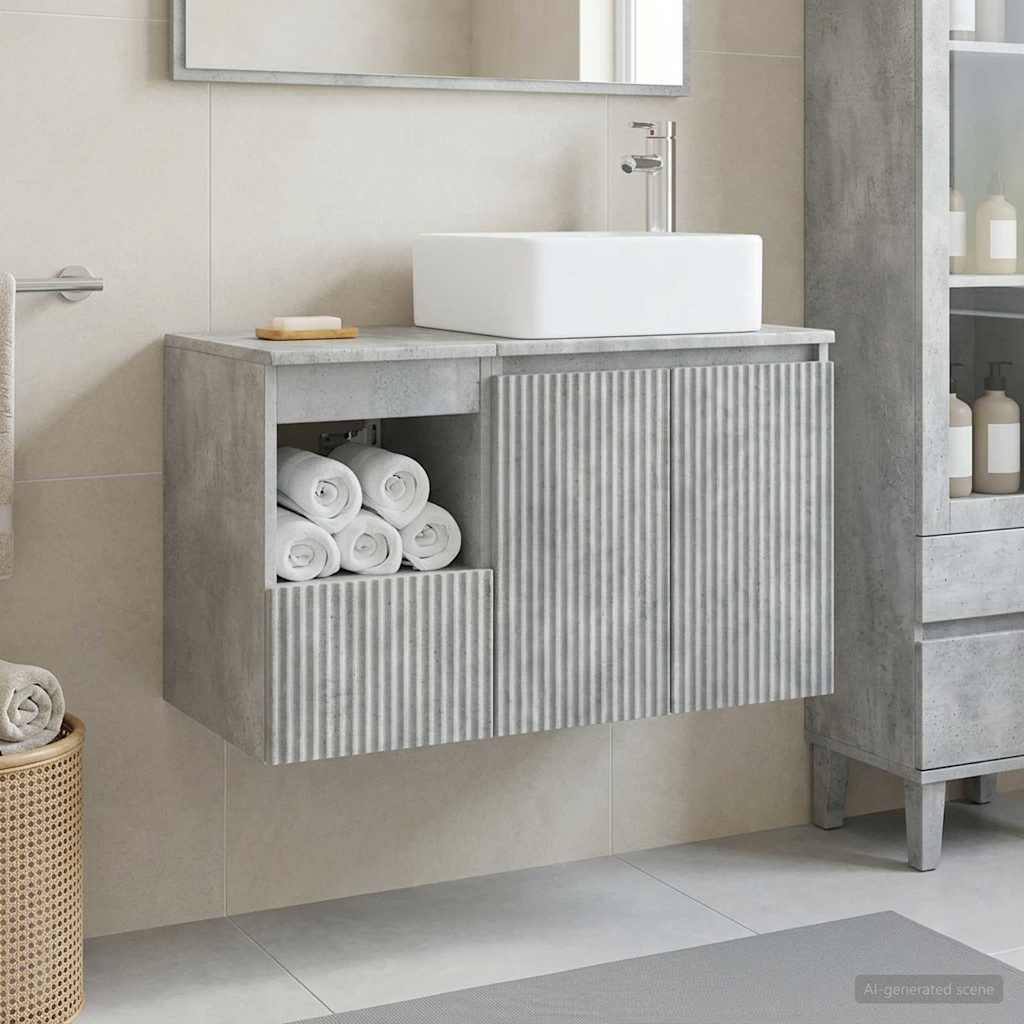 Bathroom Furniture Set 2 pcs Concrete Grey Engineered Wood