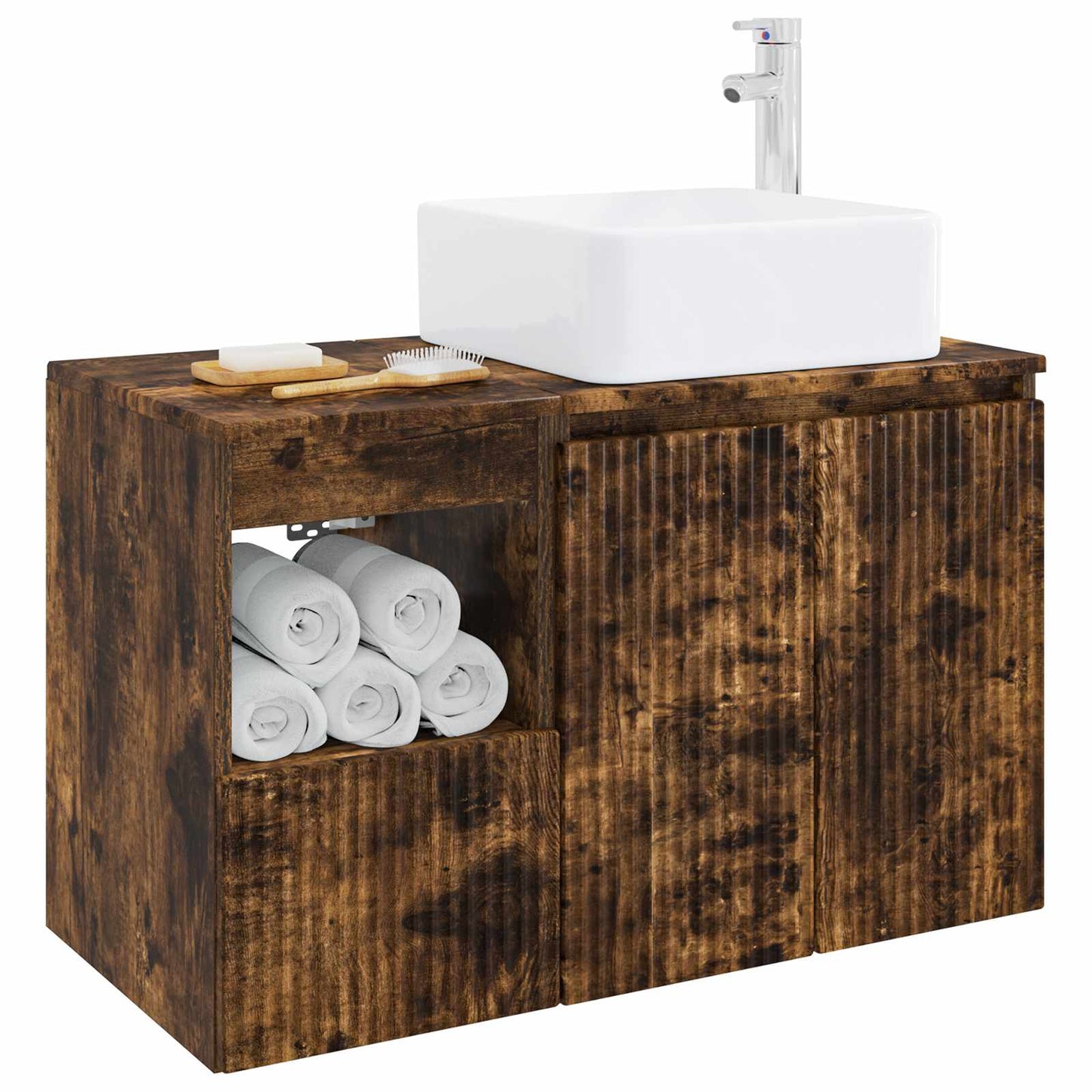 Bathroom Furniture Set 2 pcs Smoked Oak Engineered Wood