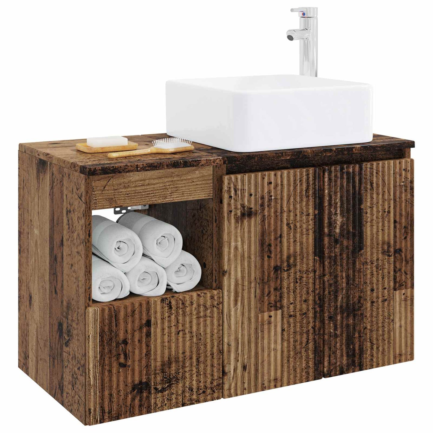 Bathroom Furniture Set 2 pcs Old Wood Engineered Wood