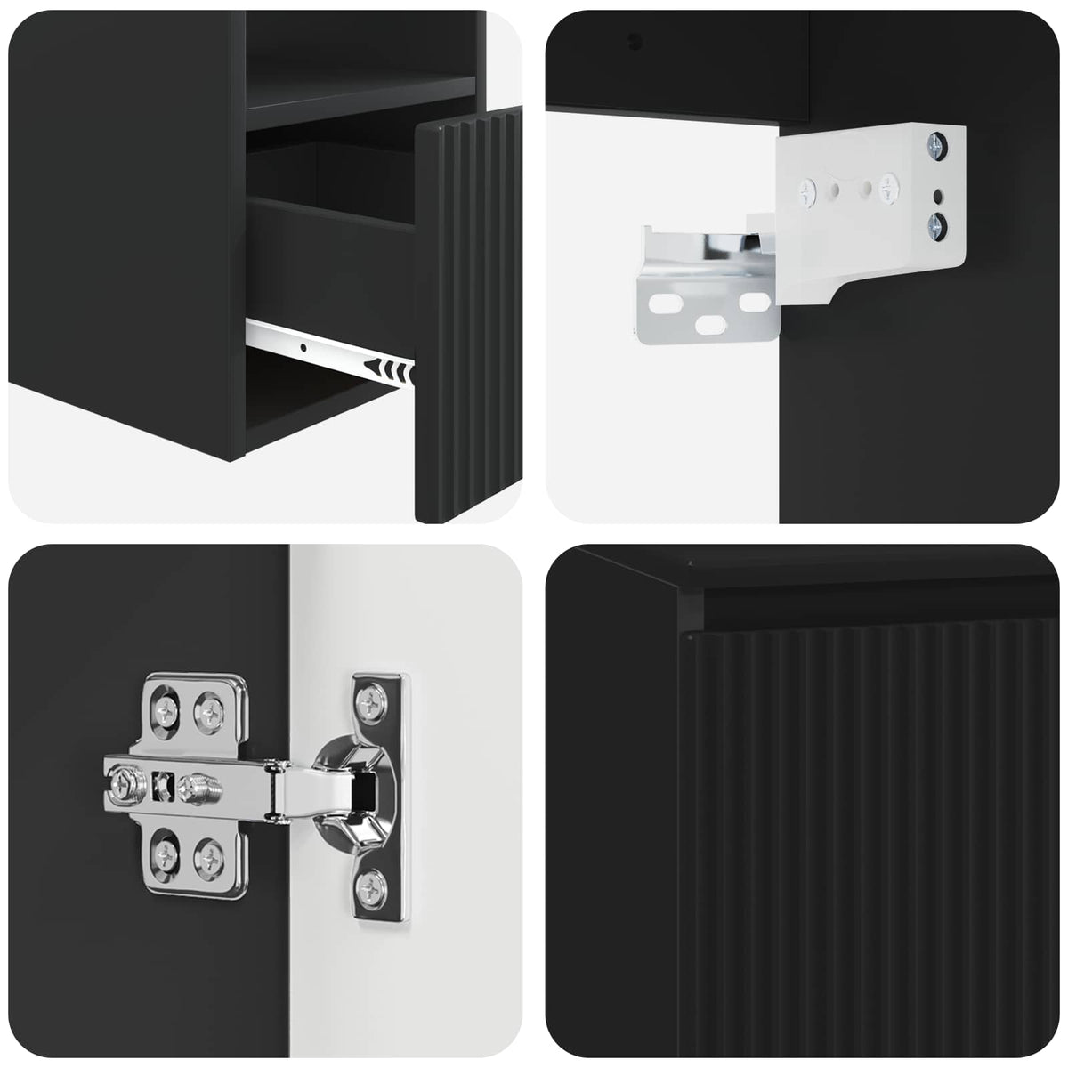 Bathroom Cabinet Set 2 pcs Black 79.5 x 44.5 x 82 cm