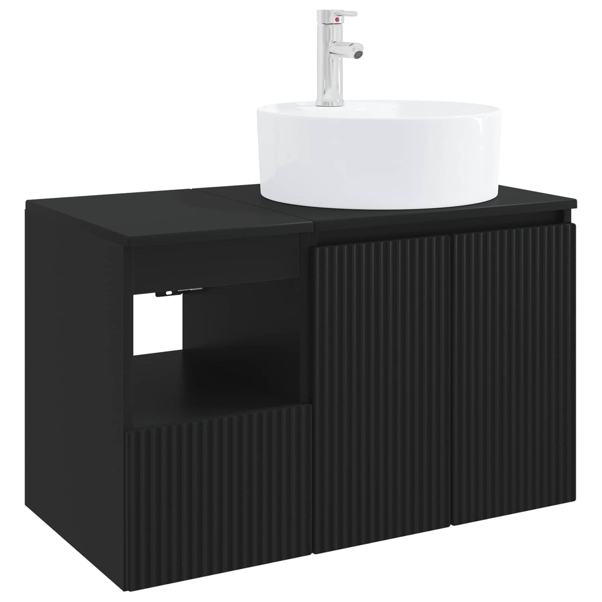 Bathroom Cabinet Set 2 pcs Black 79.5 x 44.5 x 82 cm