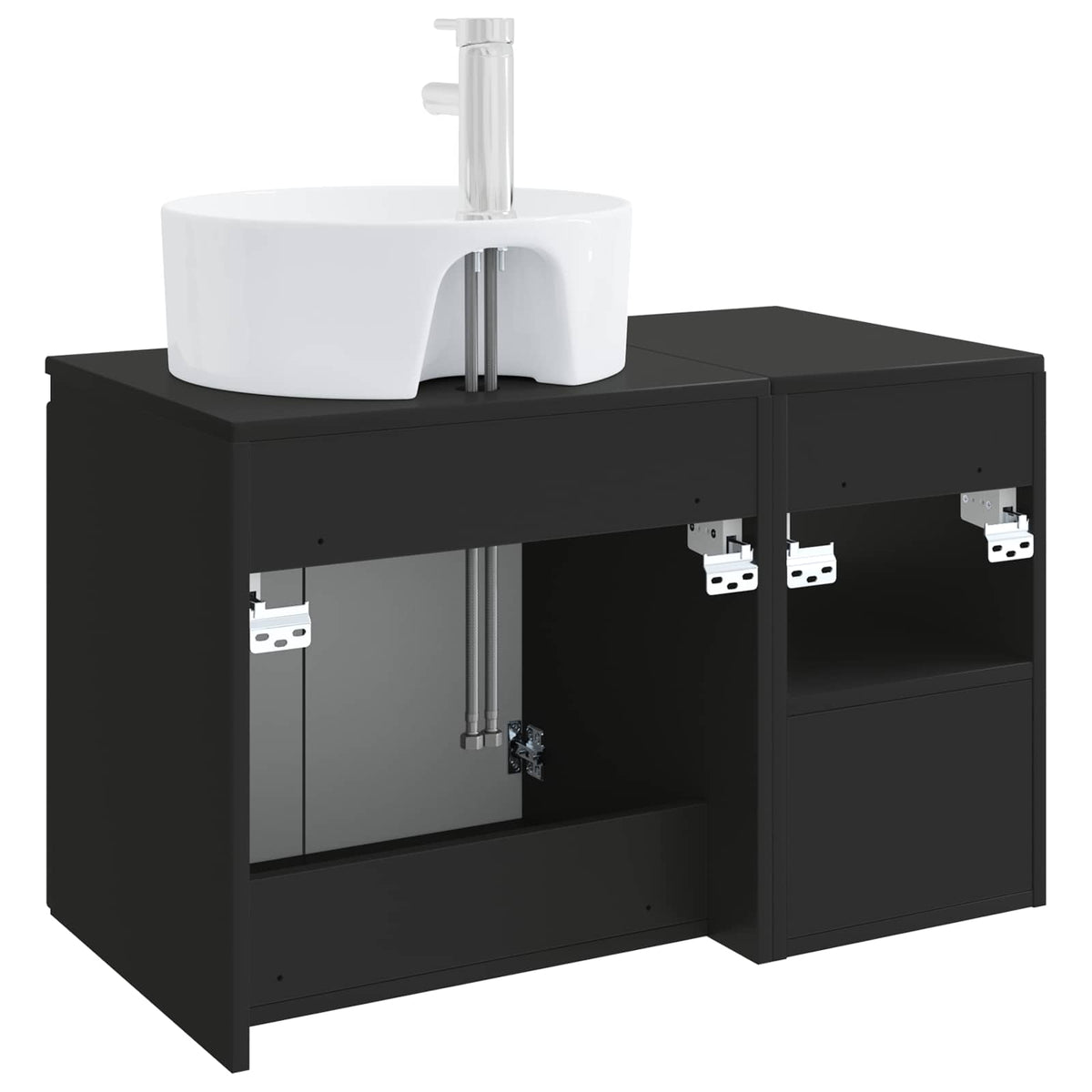 Bathroom Cabinet Set 2 pcs Black 79.5 x 44.5 x 82 cm