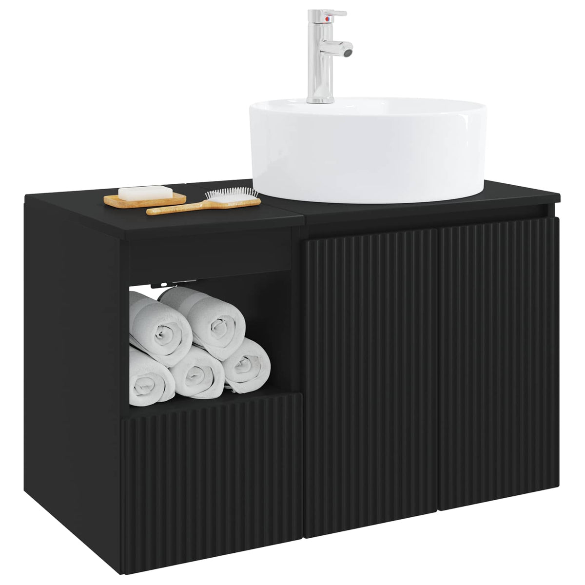 Bathroom Cabinet Set 2 pcs Black 79.5 x 44.5 x 82 cm