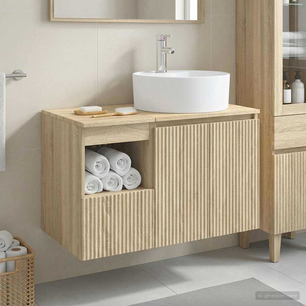 Bathroom Cabinet Set 2 pcs Sonoma Oak 79.5 x 44.5 x 82 cm
