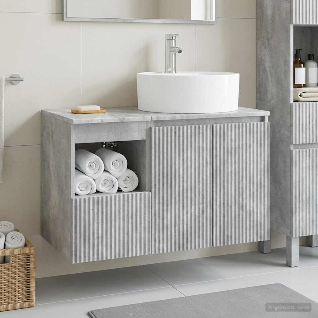 Bathroom Furniture Set 2 pcs Concrete Grey Engineered Wood