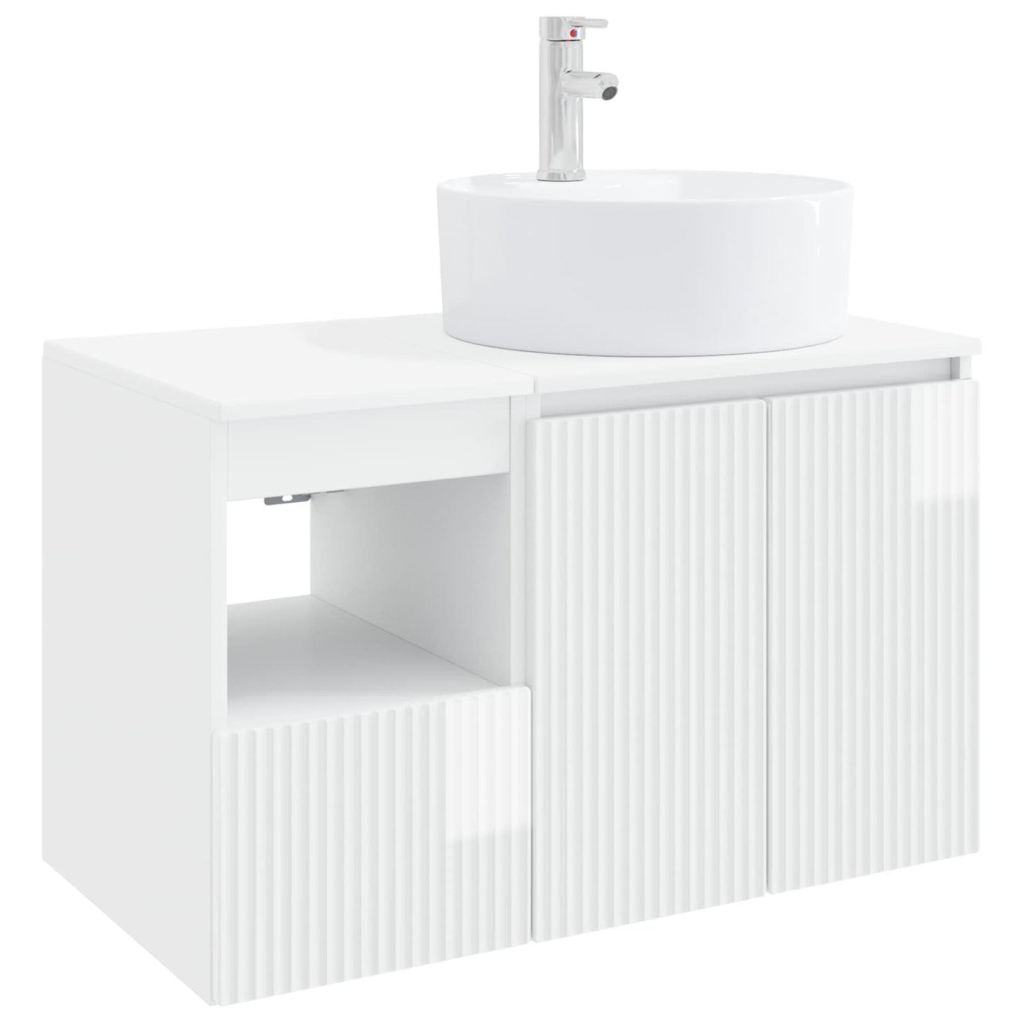 Bathroom Furniture Set 2 pcs High Gloss White Engineered Wood