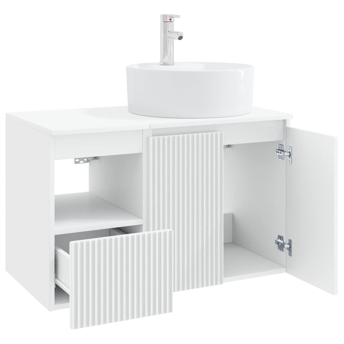 Bathroom Cabinet Set 2 pcs High Gloss White 79.5 x 44.5 x 82 cm