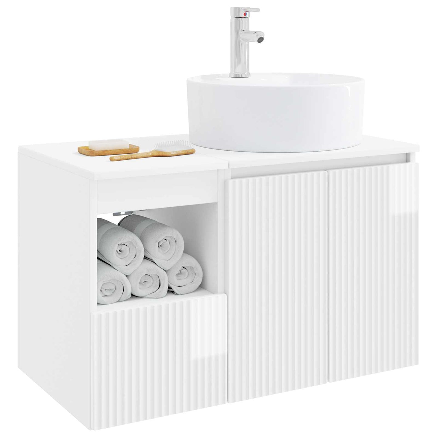 Bathroom Furniture Set 2 pcs High Gloss White Engineered Wood