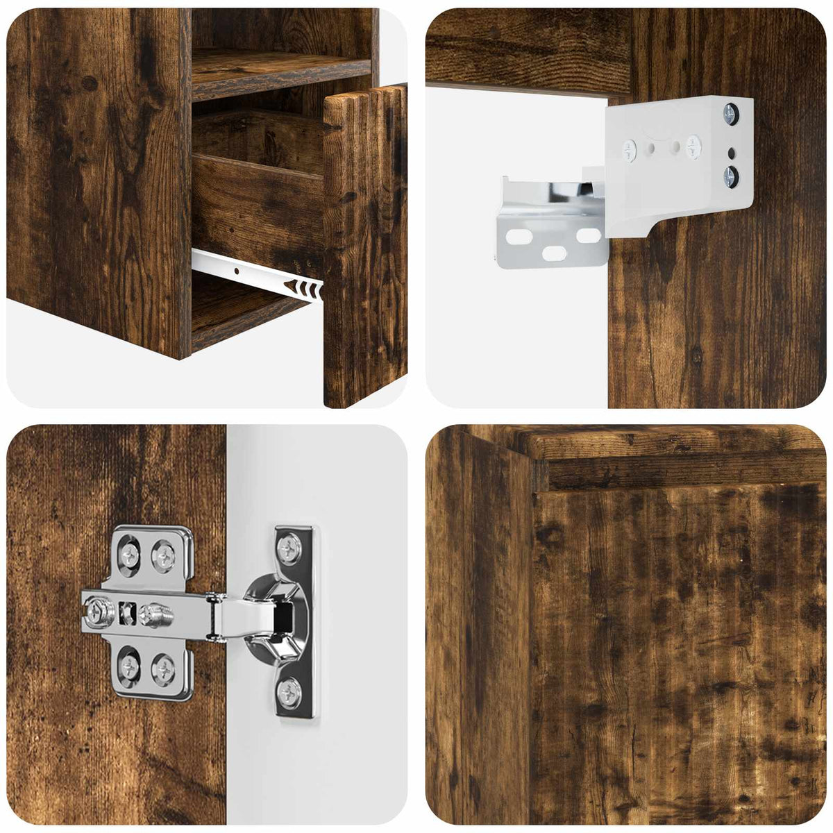 Bathroom Cabinet Set 2 pcs Smoked Oak 79.5 x 44.5 x 82 cm