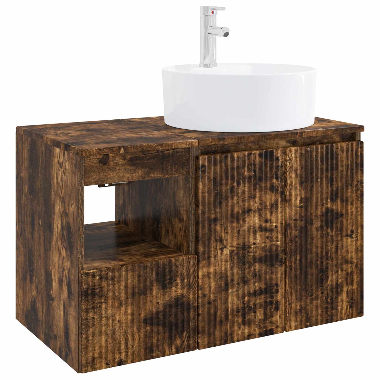 Bathroom Furniture Set 2 pcs Smoked Oak Engineered Wood