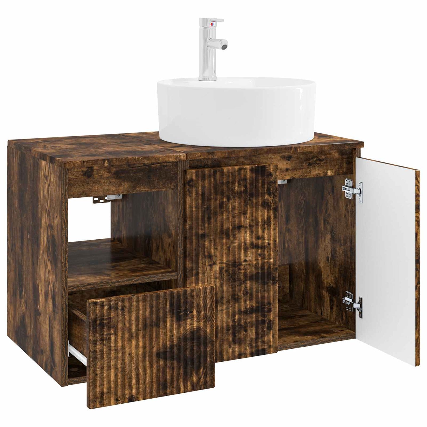 Bathroom Furniture Set 2 pcs Smoked Oak Engineered Wood