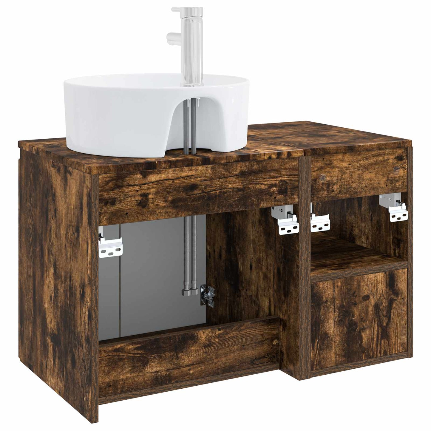 Bathroom Furniture Set 2 pcs Smoked Oak Engineered Wood