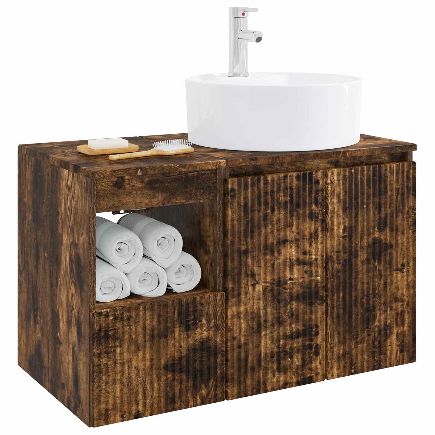 Bathroom Furniture Set 2 pcs Smoked Oak Engineered Wood