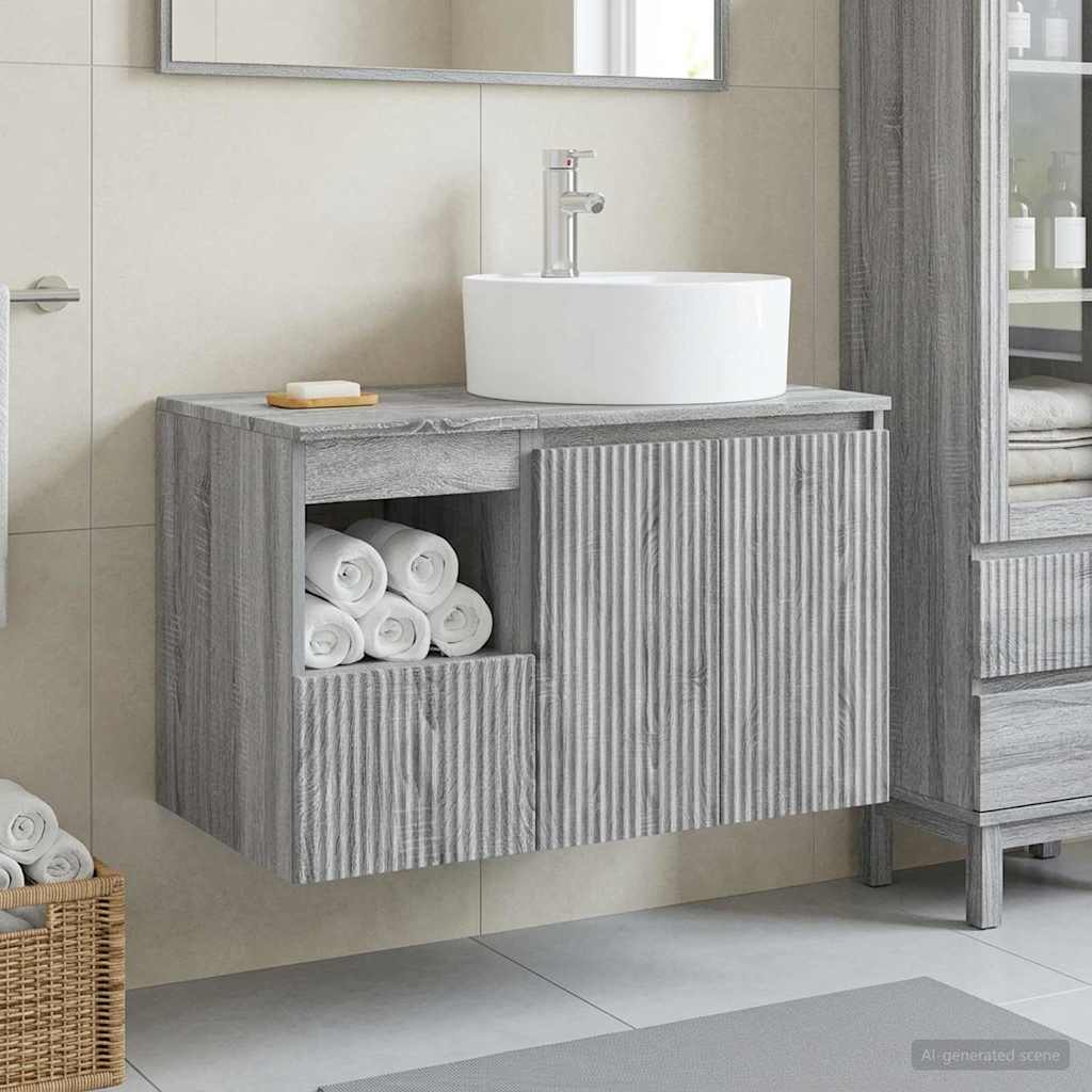 Bathroom Cabinet Set 2 pcs Grey Sonoma 79.5 x 44.5 x 82 cm