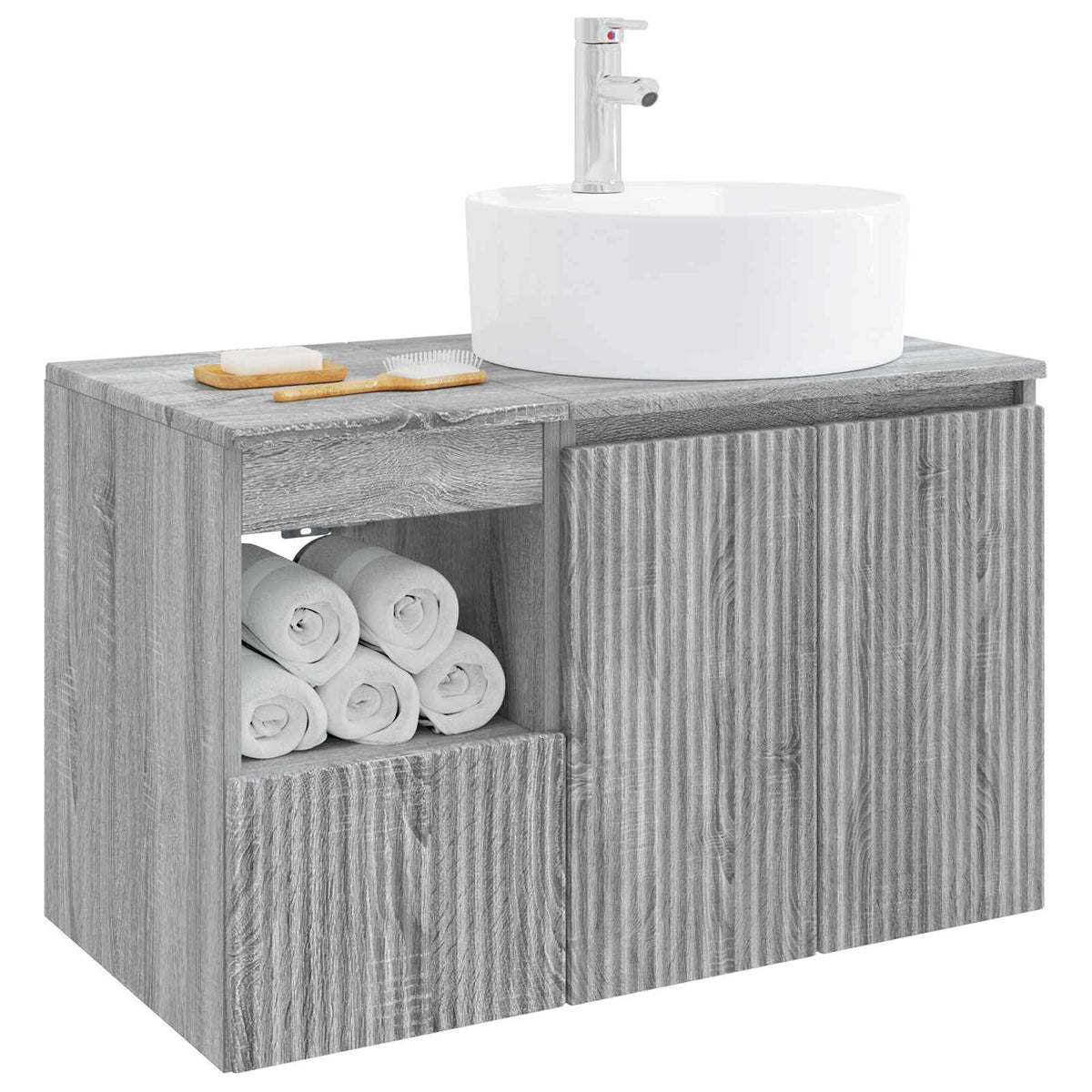 Bathroom Cabinet Set 2 pcs Grey Sonoma 79.5 x 44.5 x 82 cm