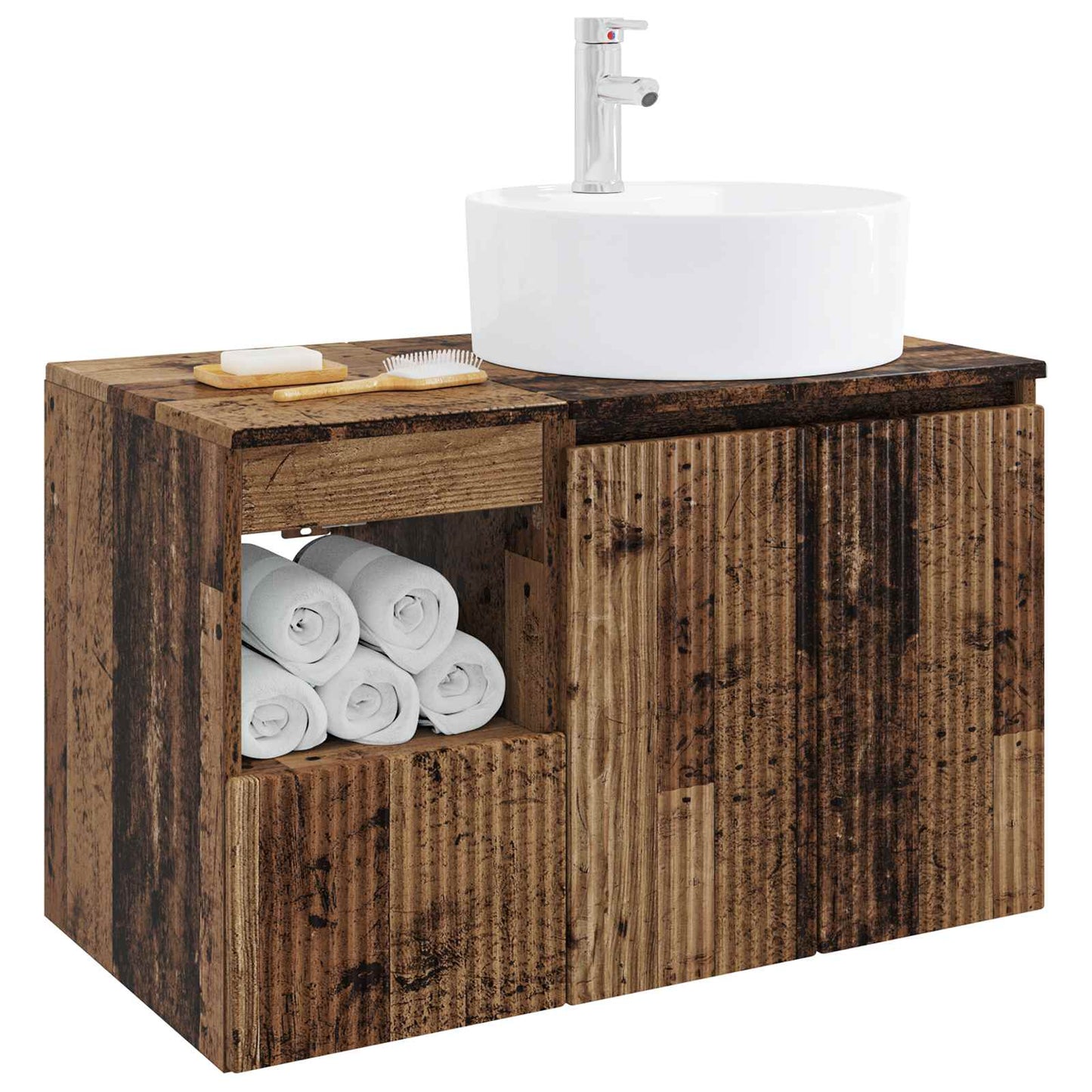 Bathroom Furniture Set 2 pcs Old Wood Engineered Wood