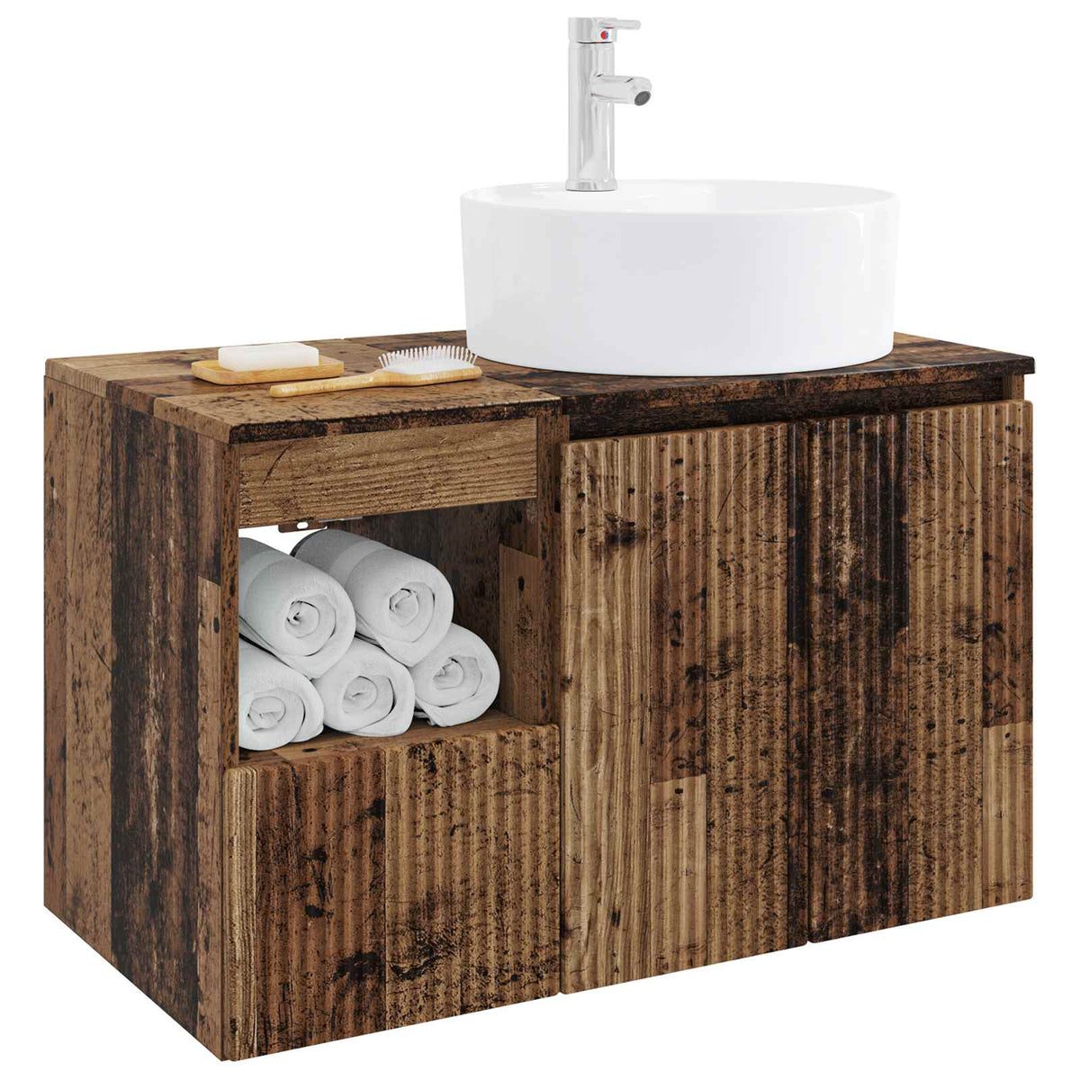 Bathroom Cabinet Set 2 pcs Old Wood 79.5 x 44.5 x 82 cm