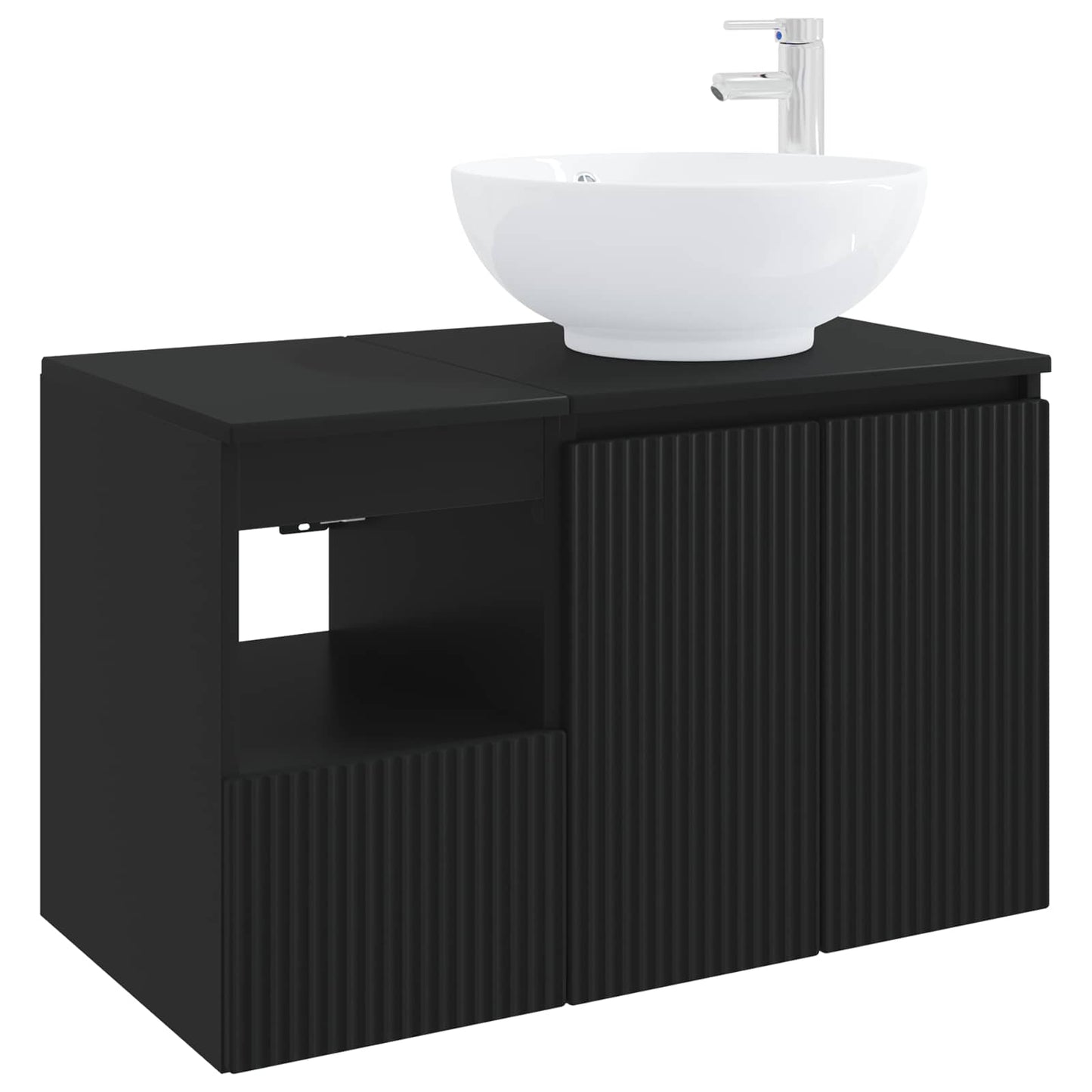 Bathroom Furniture Set 2 pcs Black Engineered Wood