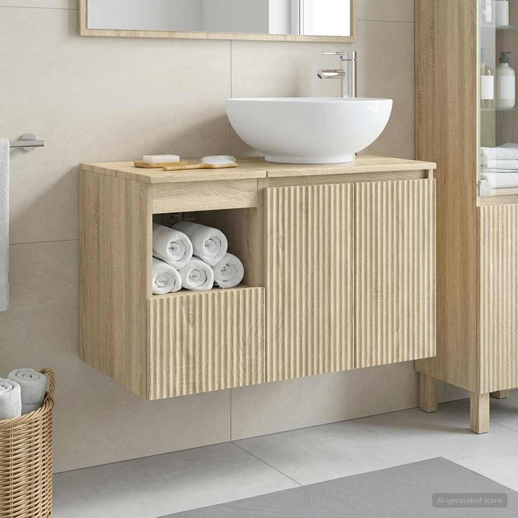 Bathroom Furniture Set 2 pcs Sonoma Oak Engineered Wood