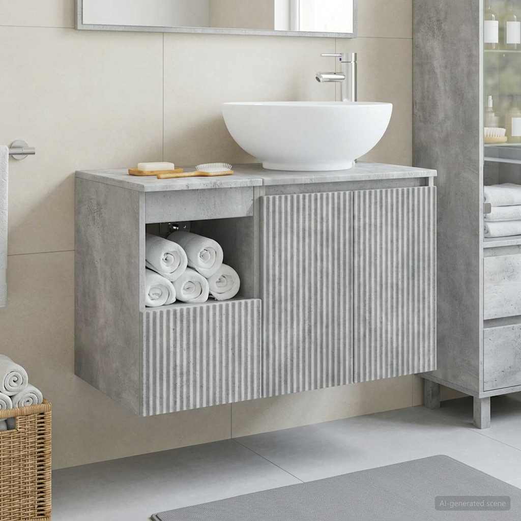 Bathroom Furniture Set 2 pcs Concrete Grey Engineered Wood