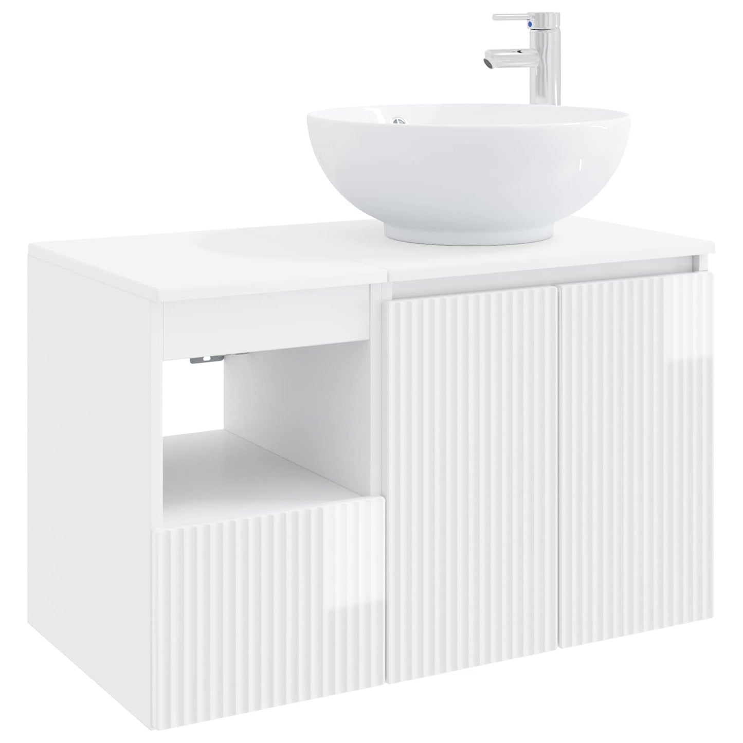 Bathroom Furniture Set 2 pcs High Gloss White Engineered Wood