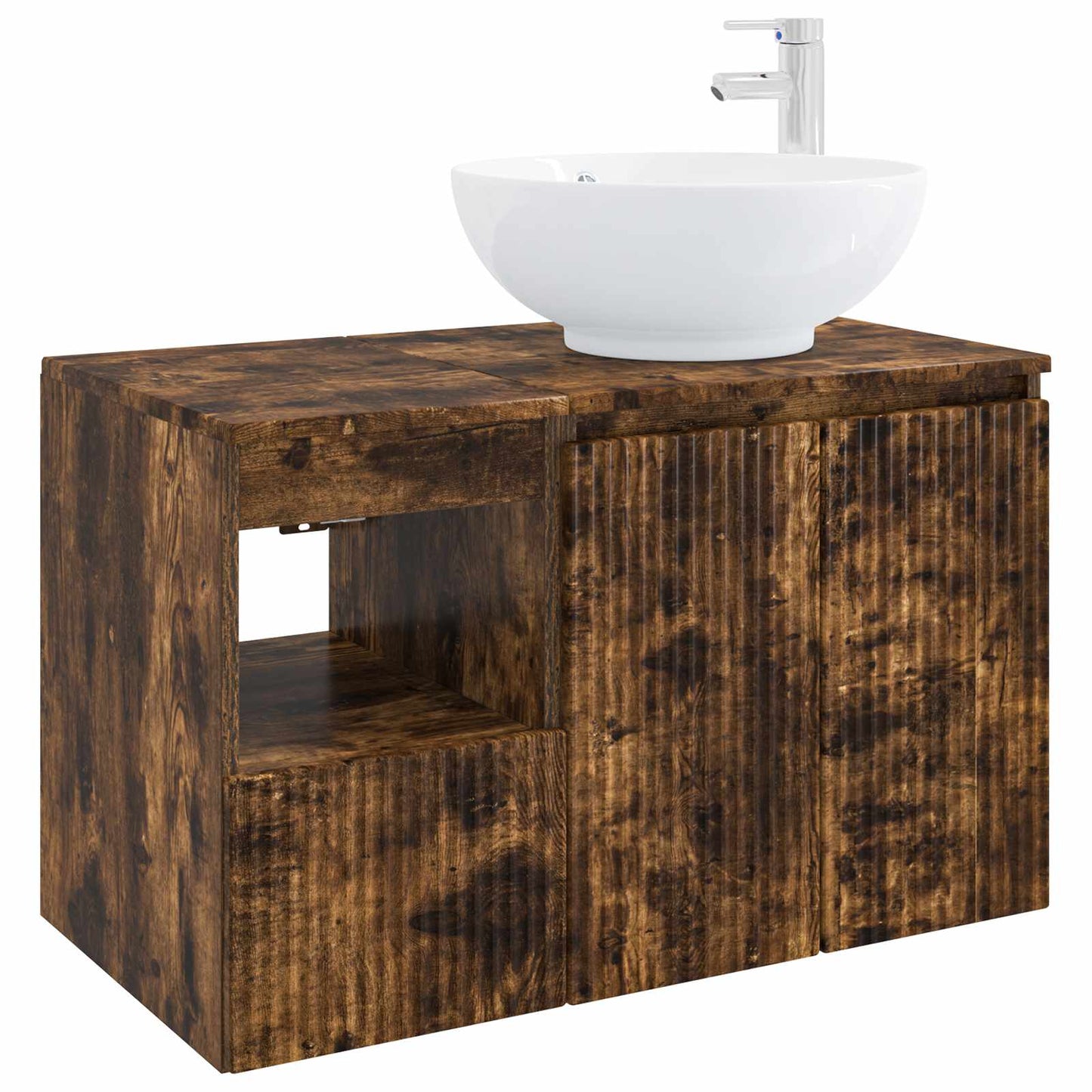 Bathroom Furniture Set 2 pcs Smoked Oak Engineered Wood