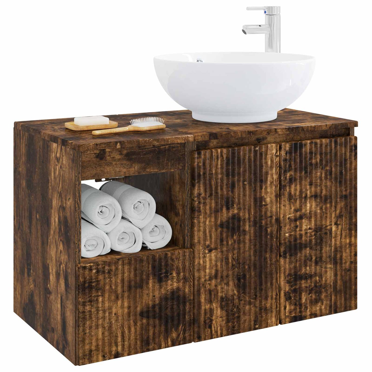 Bathroom Furniture Set 2 pcs Smoked Oak Engineered Wood