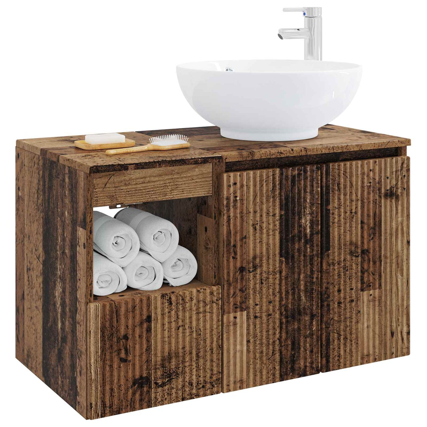 Bathroom Furniture Set 2 pcs Old Wood Engineered Wood