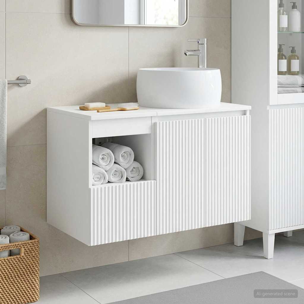 Bathroom Furniture Set 2 pcs White Engineered Wood