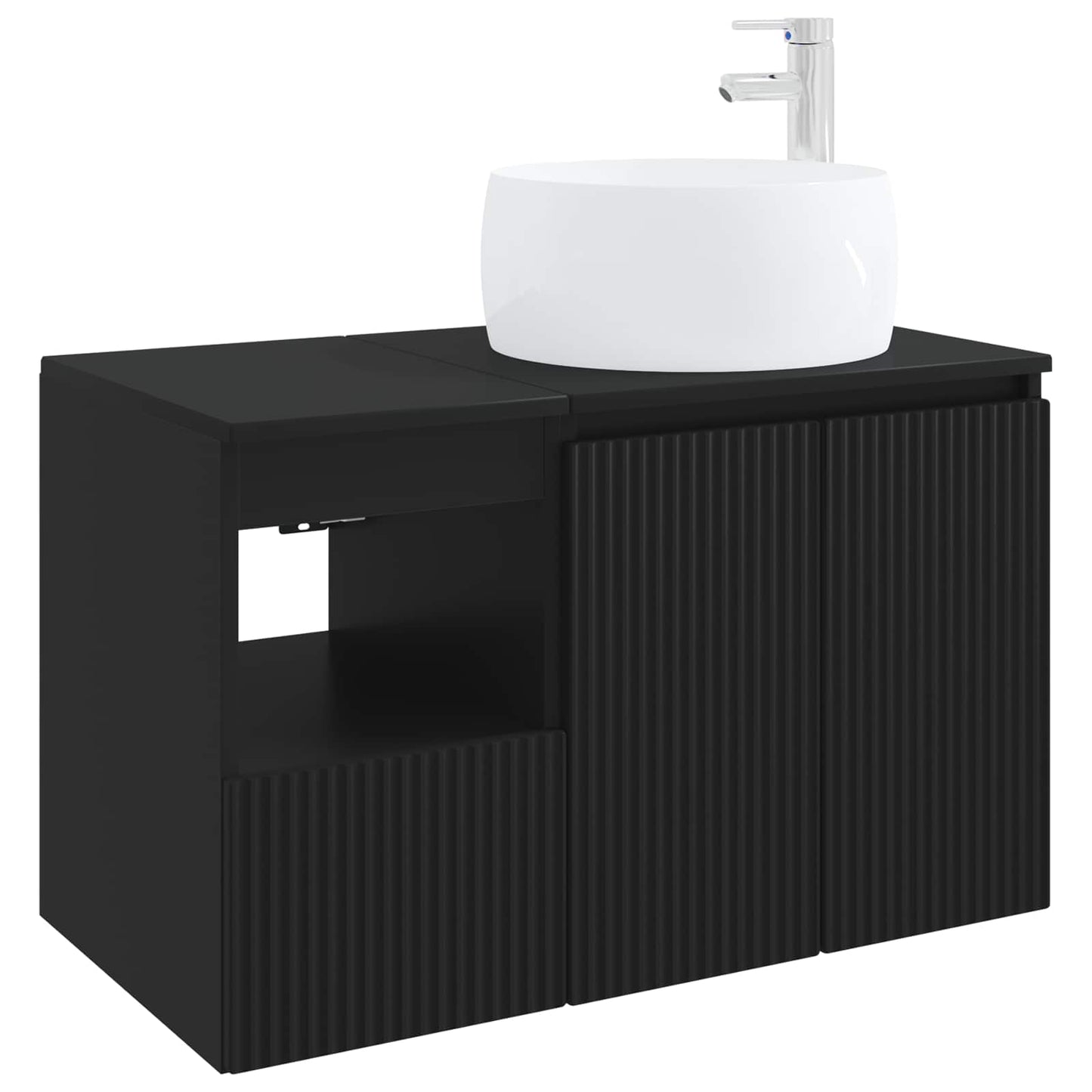 Bathroom Furniture Set 2 pcs Black Engineered Wood