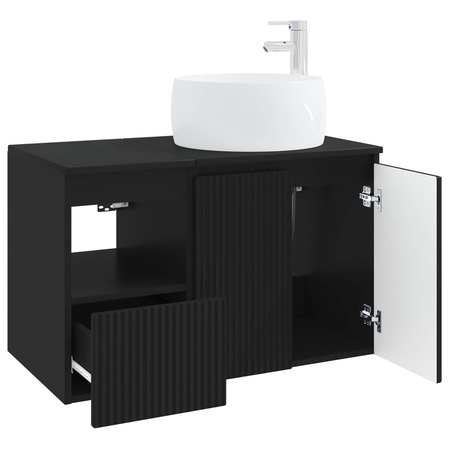 Bathroom Furniture Set 2 pcs Black Engineered Wood