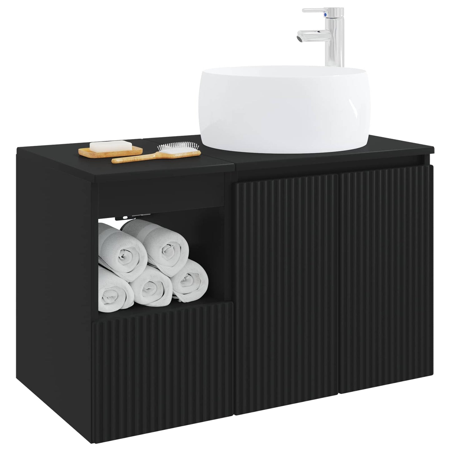 Bathroom Furniture Set 2 pcs Black Engineered Wood