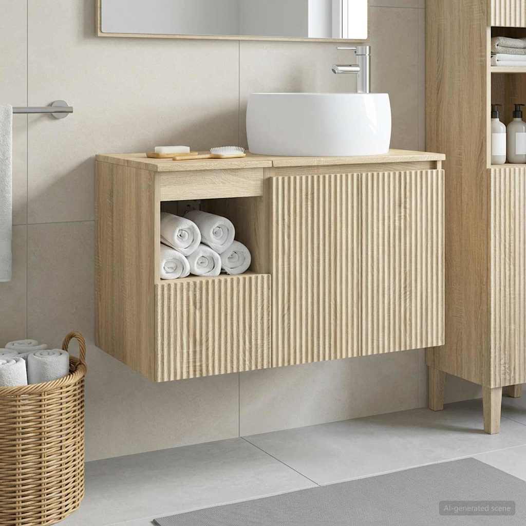 Bathroom Furniture Set 2 pcs Sonoma Oak Engineered Wood