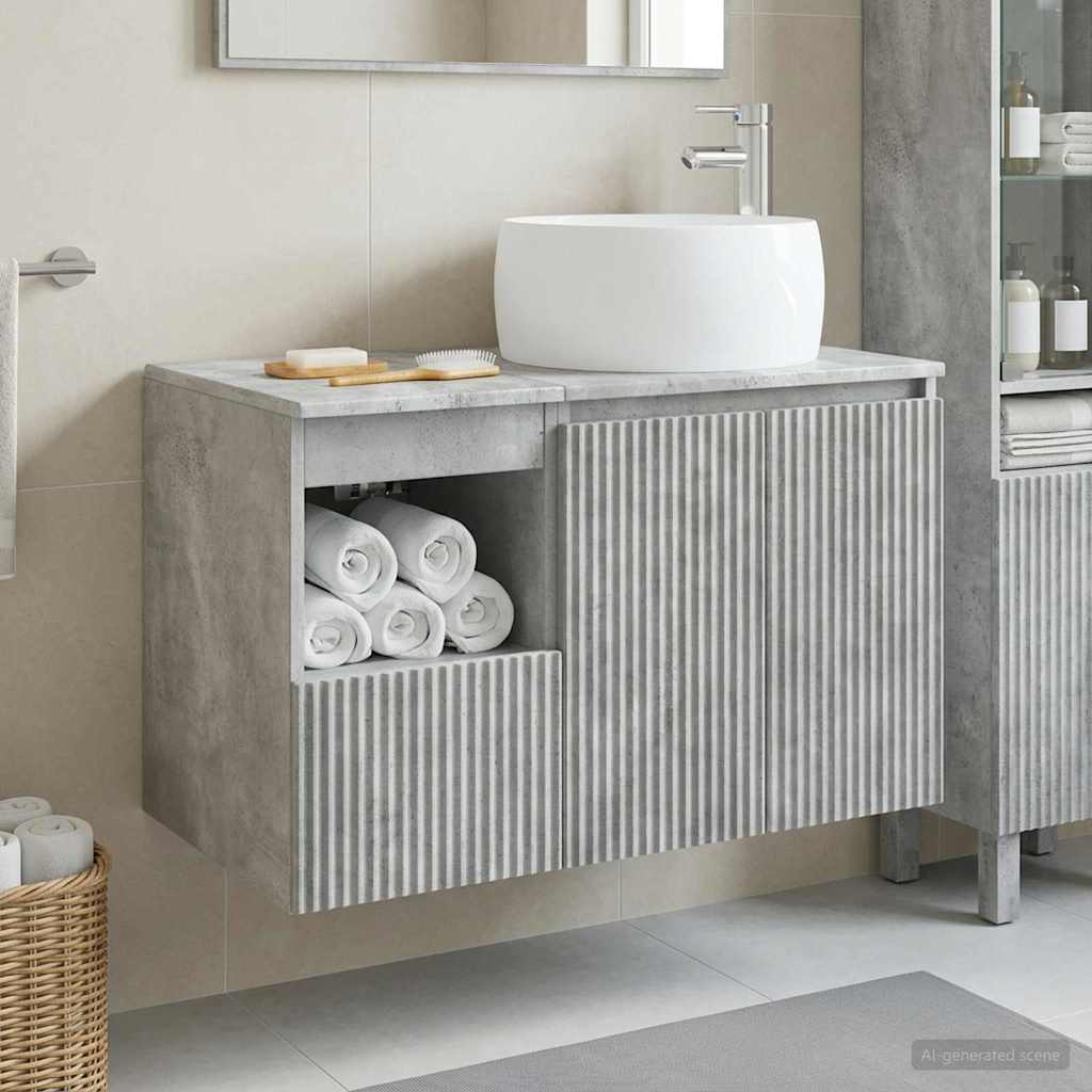 Bathroom Furniture Set 2 pcs Concrete Grey Engineered Wood