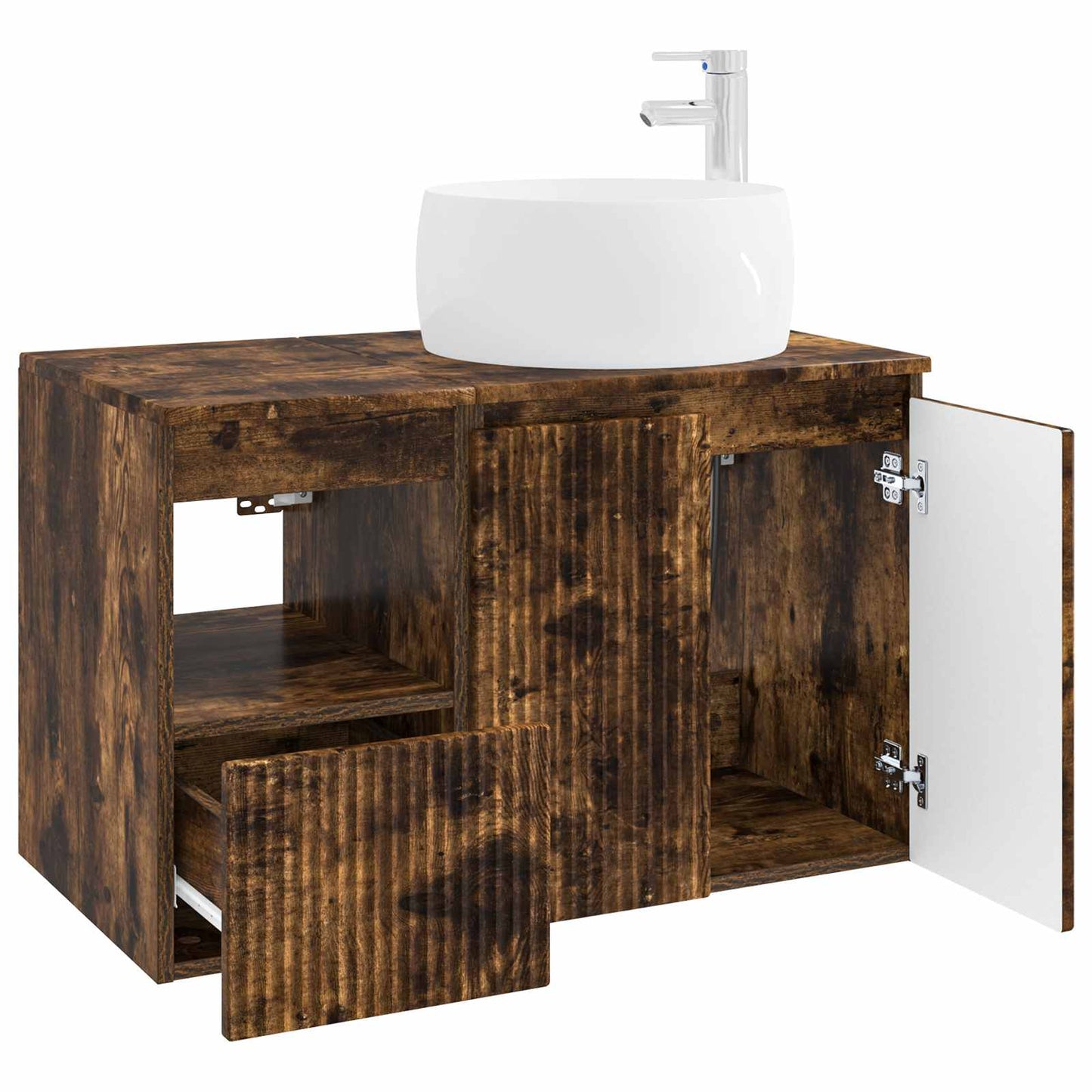 Bathroom Furniture Set 2 pcs Smoked Oak Engineered Wood