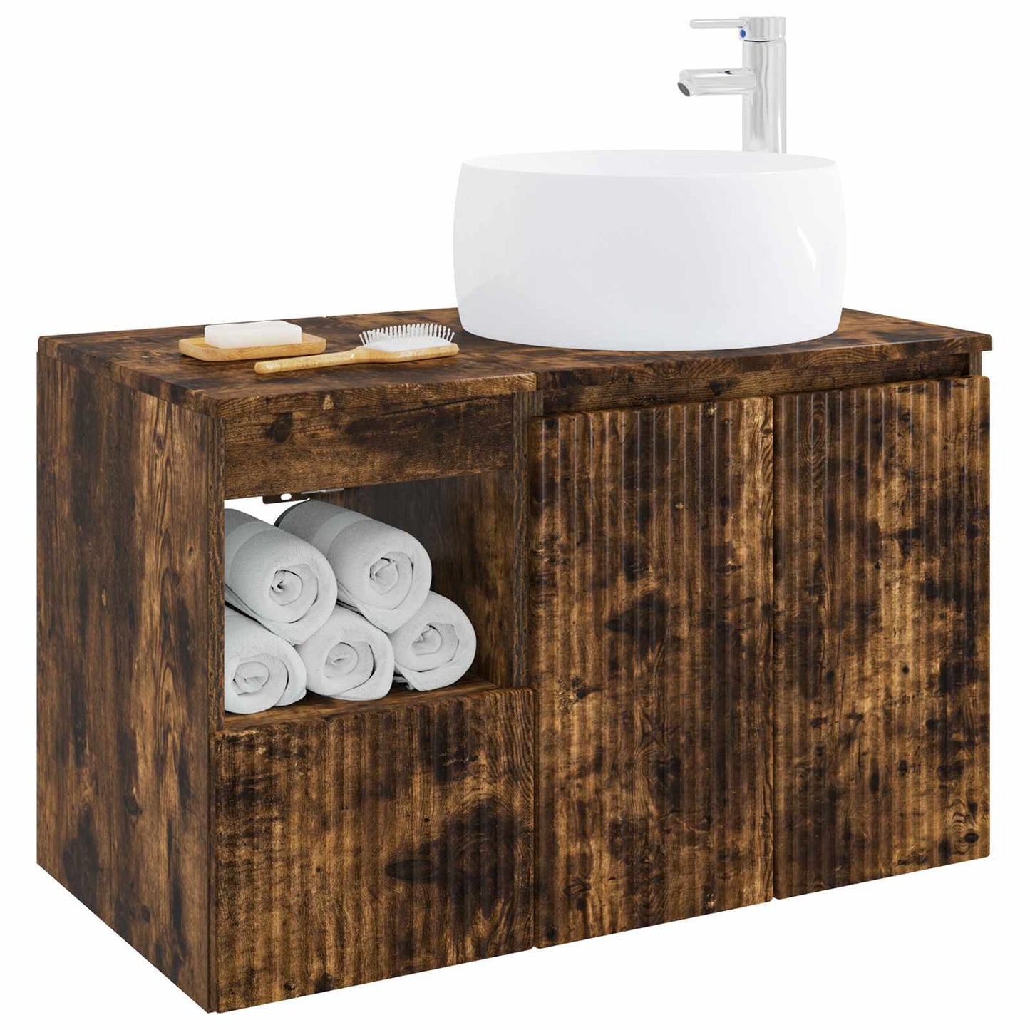 Bathroom Furniture Set 2 pcs Smoked Oak Engineered Wood