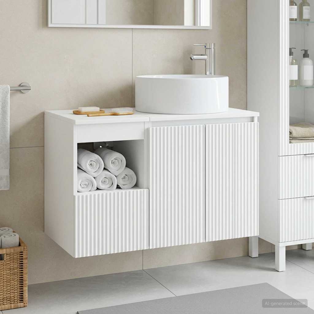 Bathroom Furniture Set 2 pcs White Engineered Wood